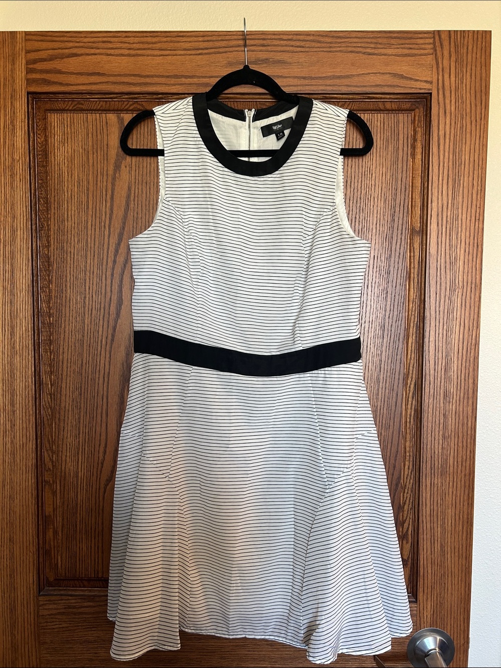 Sleeveless Black and White Striped Fit & Flare Mini Dress